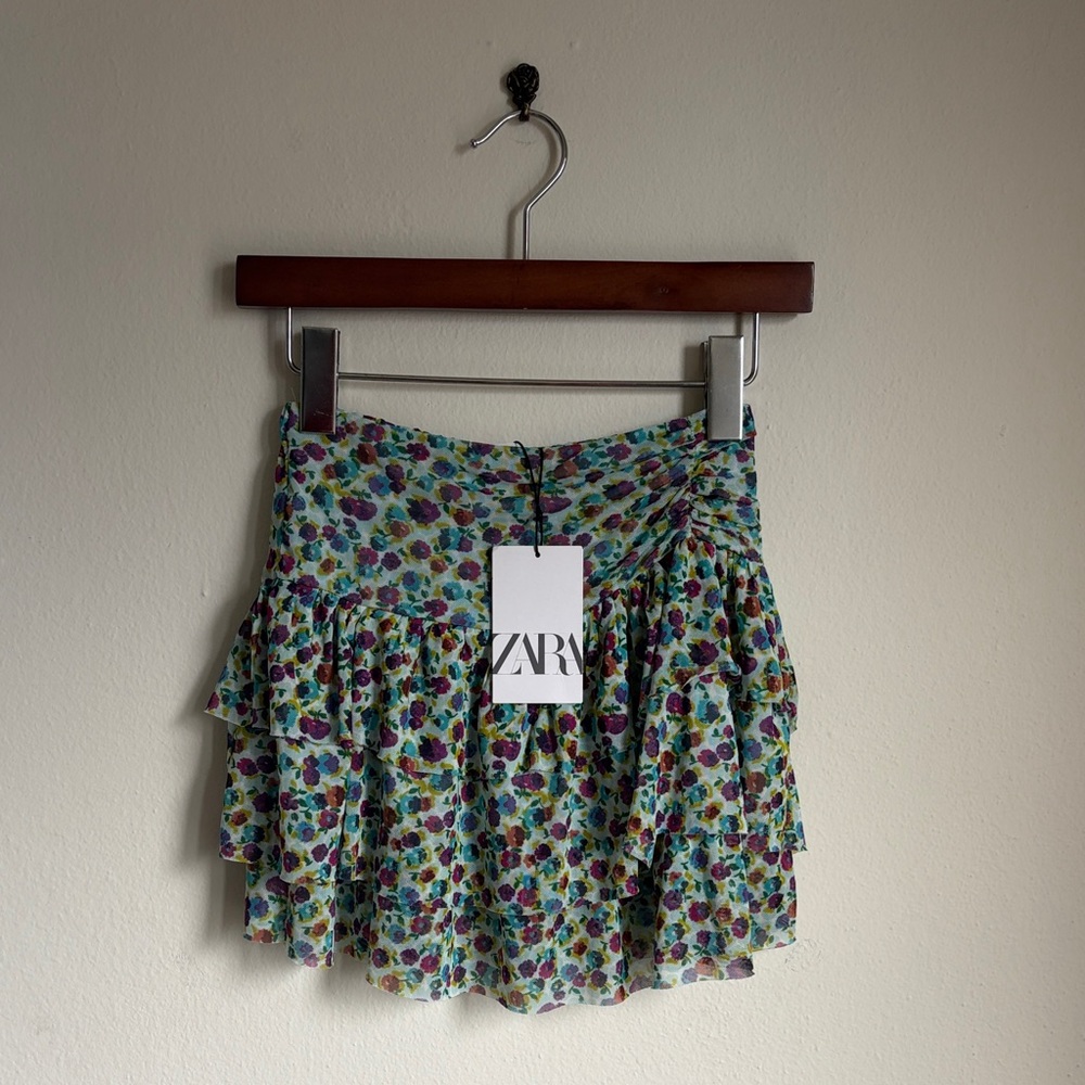NWT Zara Kids Floral Tired Mini Skirt